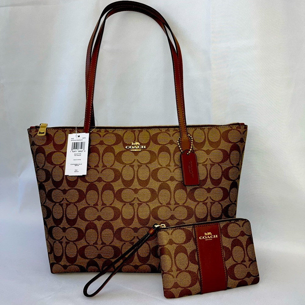 Coach zip tote and wristlet set